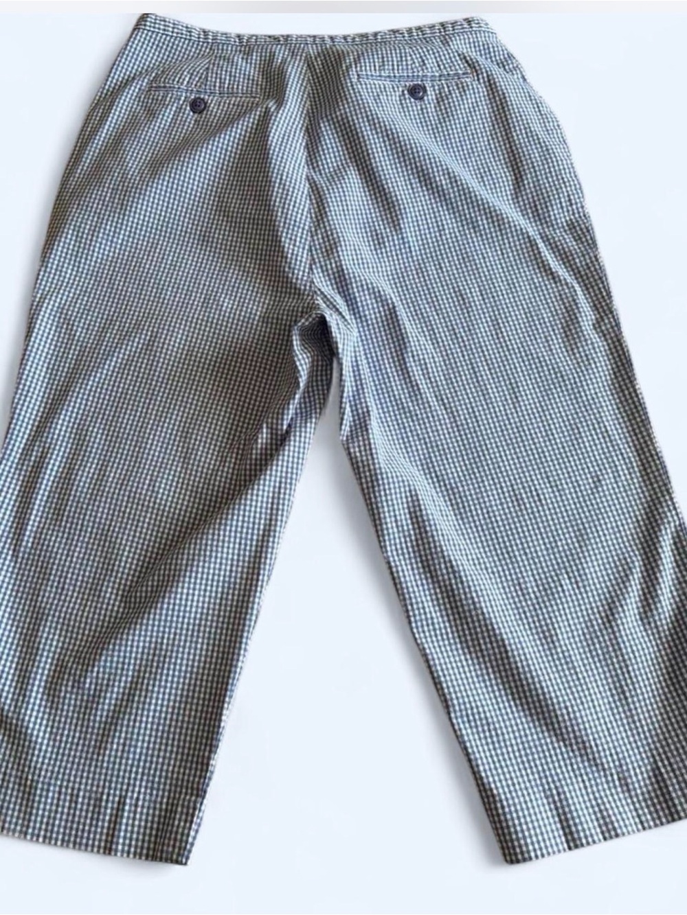 Women’s blue gingham capris by Kim Rogers, straight leg, cotton/spandex, Sz 12 - Picture 2 of 8